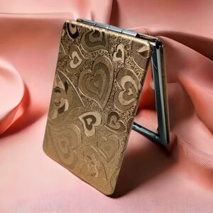 Rose Gold Hearts Double Sided Compact  Makeup Mirror